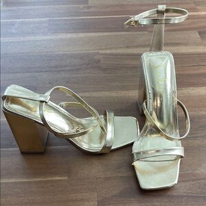 Gold Lulus Strappy Heels